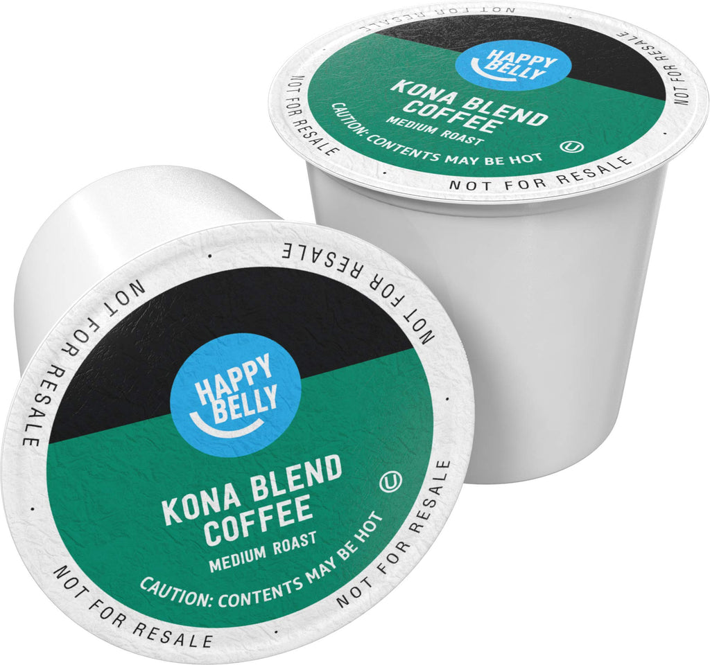 Brand - Happy Belly Medium Roast Coffee Pods, Kona Blend, Compatible with Keurig 2.0 K-Cup Brewers, 100 Count