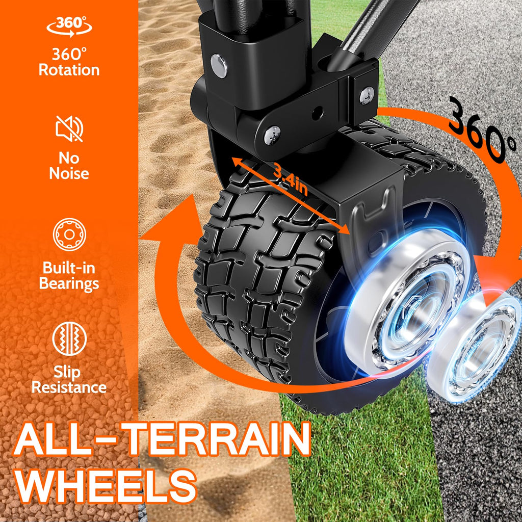 Wagon Carts Foldable 420LBS Weight Capacity Collapsible Wagon with Big All-Terrain Wheels, Heavy Duty Beach Wagons Cart with Cup Holders for Camping
