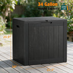 34 Gal Outdoor Storage Box Waterproof Lockable,Deck Box,Black