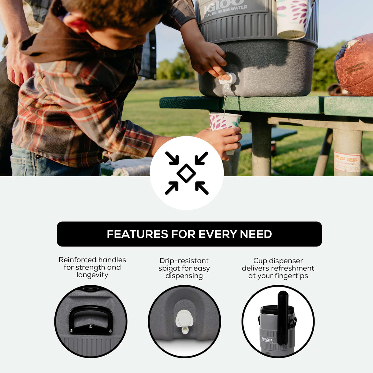 Igloo Sports Cooler | Insulated Beverage Dispenser with Spout |Portable Handwashing Station