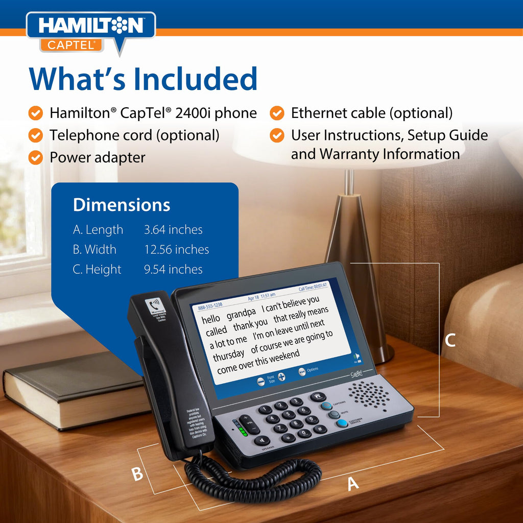 Hamilton CapTel 2400iSPNBT Large Touch Screen Captioned Telephone