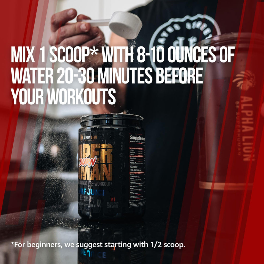 ALPHA LION Superhuman Burn – 2 in 1 Metabolism Booster Pre Workout and Thermogenic Fat Burner for Men – Appetite Suppressant and Weight Loss