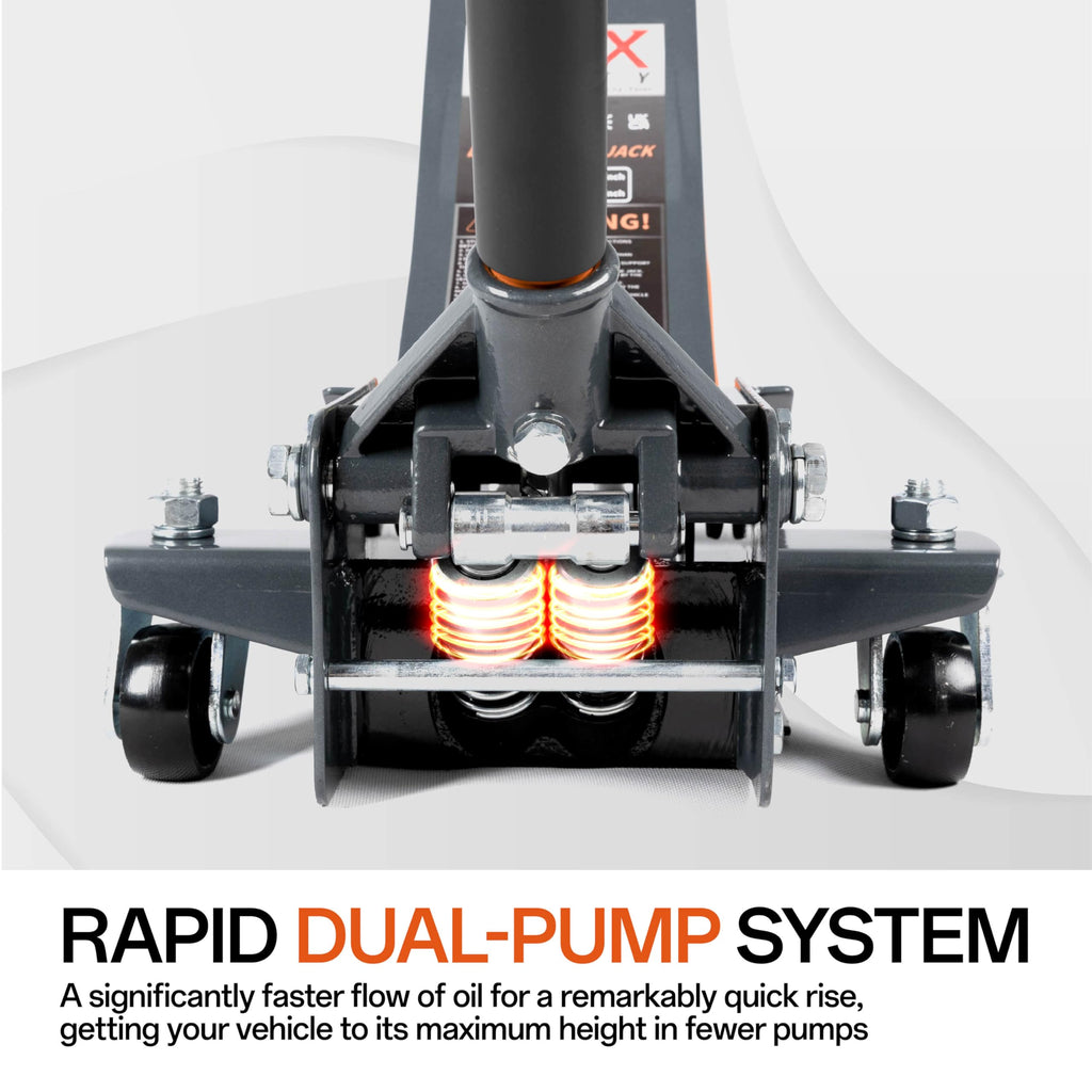 3-Ton (6600lbs) Low Profile Hydraulic Heavy-Duty Steel Floor Jack with Dual Pistons Quick Lift Pump, Home and Workshop Car Maintenance for Various