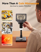 Elikliv Microscope, 4.3" Digital Coin Magnifier with Lights for Adults