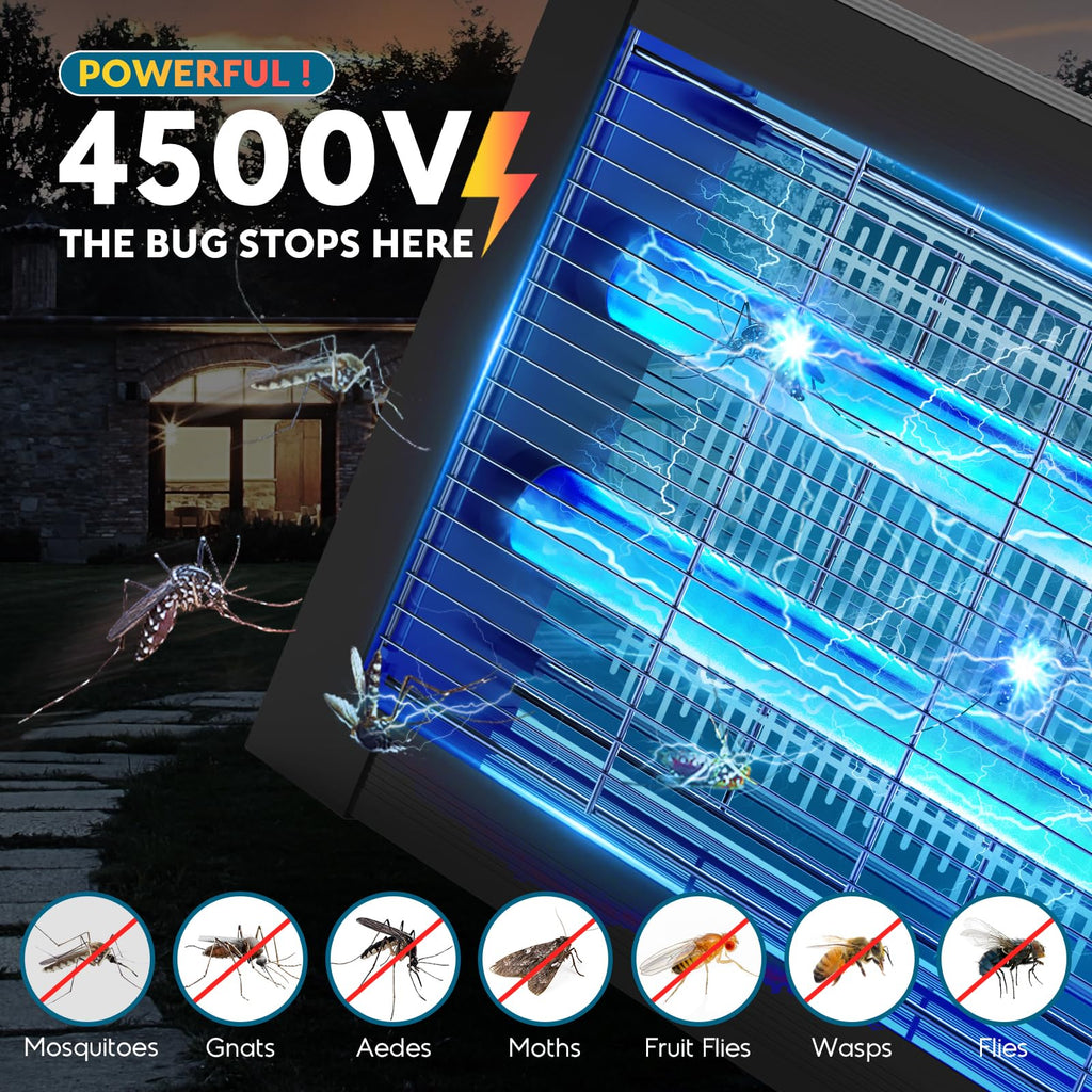 Solar Bug Zapper Outdoor, Mosquito Zapper 4500V Cordless Waterproof