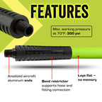 Flexzilla Air Compressor Hose, 3/8 in. x 50 ft., 1/4 in. MNPT Fittings, No-Kink, All Weather, Lightweight, Premium Hybrid Polymer, 300 PSI, ZillaGreen
