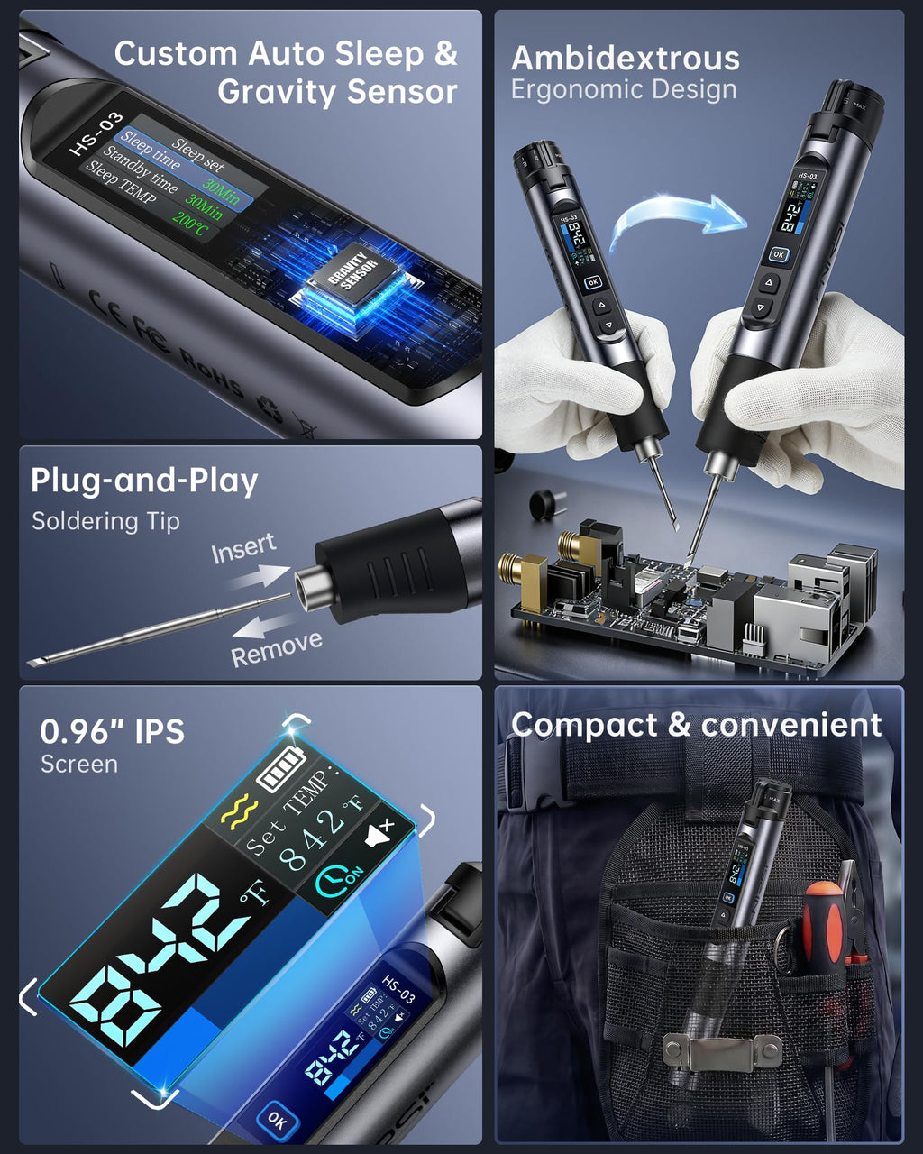FNIRSI HS-03 Cordless Soldering Iron Kit, 2600mAh Battery, 3s Fast Heating