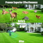 Solar Ultrasonic Animal Repellent, Deer Repellent Devices Waterproof, Cat Repellent Outdoor with Motion Detection Squirrel Skunk Rabbit Dog Raccoon