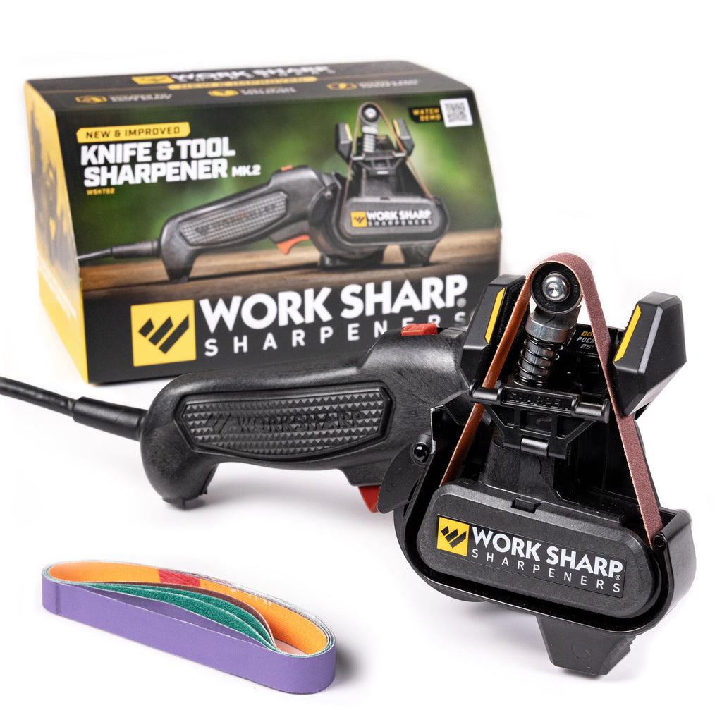 Work Sharp MK2 Electric Knife Sharpener & Replacement Belts – Adjustable 2-Speed Knife Sharpening System for Kitchen Knives, Pocket Knives, Scissors