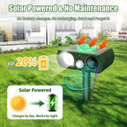 Solar Ultrasonic Animal Repellent, Deer Repellent Devices Waterproof, Cat Repellent Outdoor with Motion Detection Squirrel Skunk Rabbit Dog Raccoon