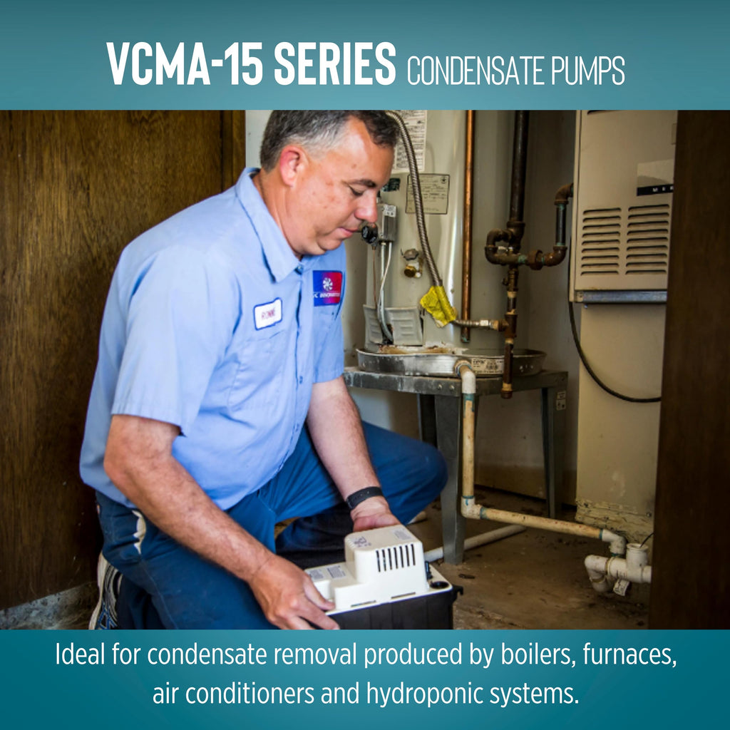 Little Giant VCMA-15UL 115 Volt, 65 GPH, 1/50 HP Automatic Condensate Removal Pump for HVAC/Refrigeration Systems/Dehumidifiers (no safety switch), 6