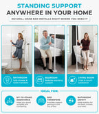 Stander Single Handle Non-Rotating Floor to Ceiling Grab Bar, No-Drill Tension Mounted Transfer Pole for Seniors, Bath Safety & Bedside Assist Rail