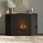 Fire Beauty 3 Panel Wrought Iron Fireplace Screen, Black Spark Guard