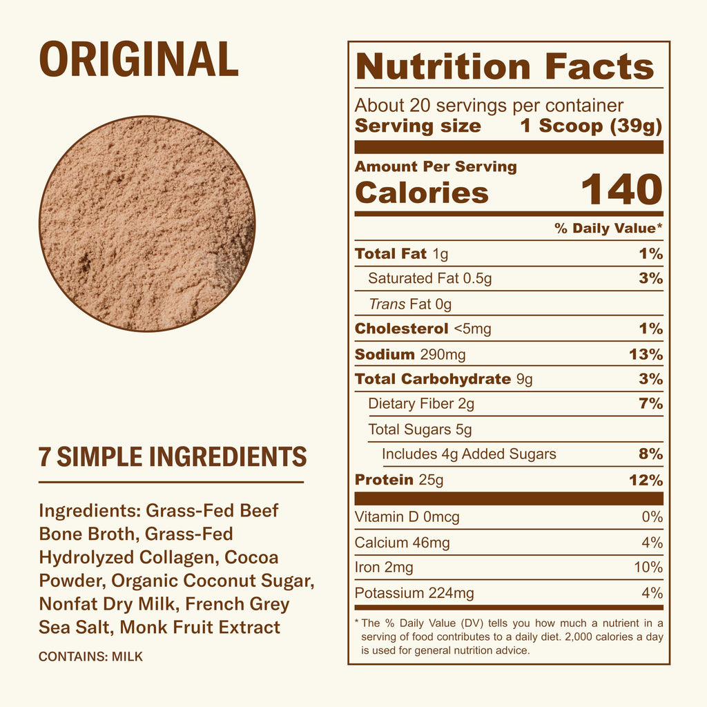 Ballerina Farm Bone Broth Hot Cocoa Mix, Grass Fed Collagen, 25g Protein