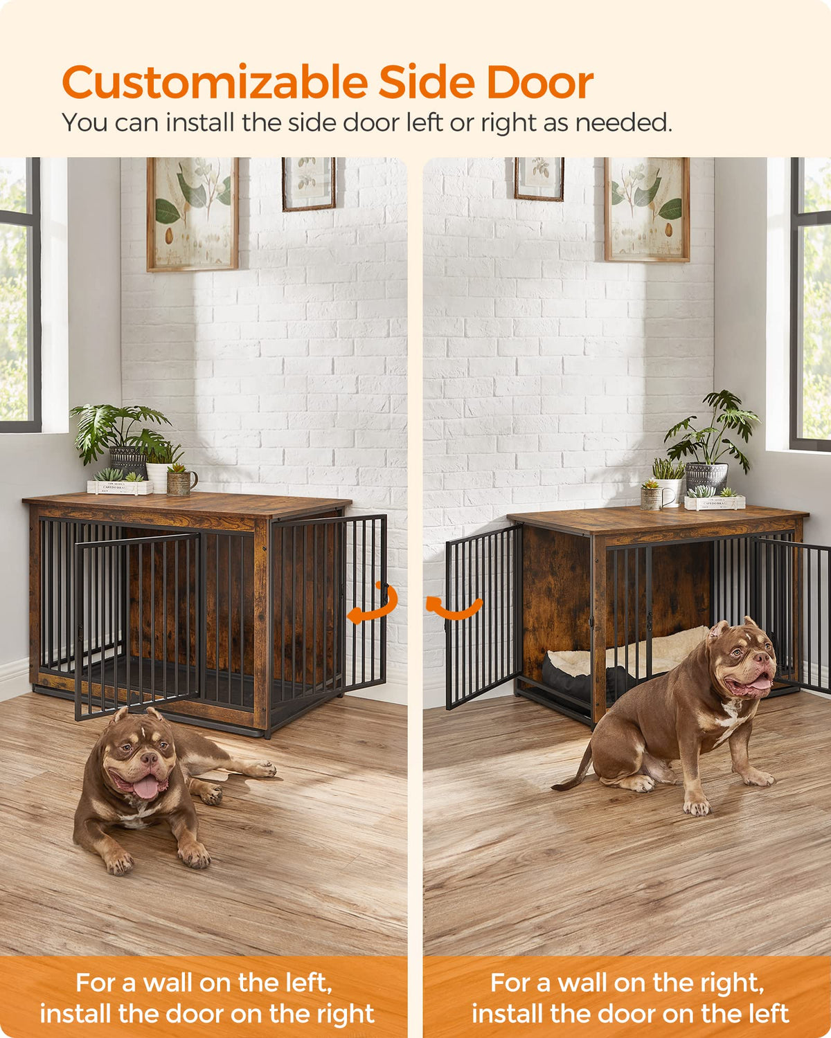 Feandrea 38" Dog Crate Furniture, Heavy-Duty Dog Kennel Side End Table