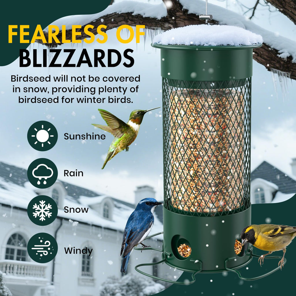 Metal Squirrel Proof Bird Feeder for Outdoors Hanging,Weight Activated,3 LB