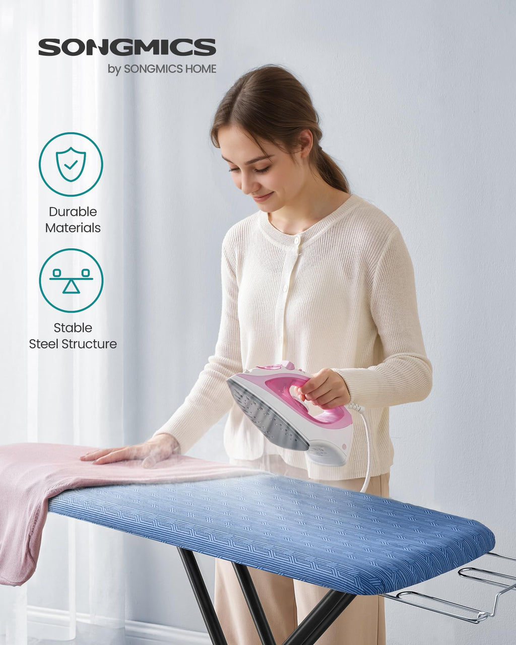 SONGMICS Ironing Board, Foldable, with Iron Rest, 43 x 13 Inches