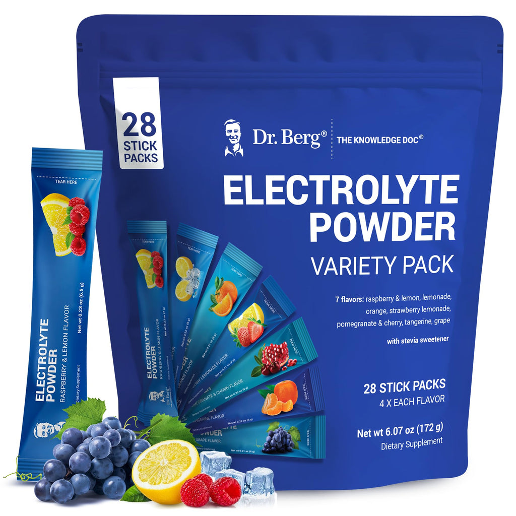 Dr. Berg Sugar Free Electrolyte Powder Packets (Variety Pack) - Daily Electrolyte Drink Mix - 28 Total Hydration Pouches Sugar Free - Keto