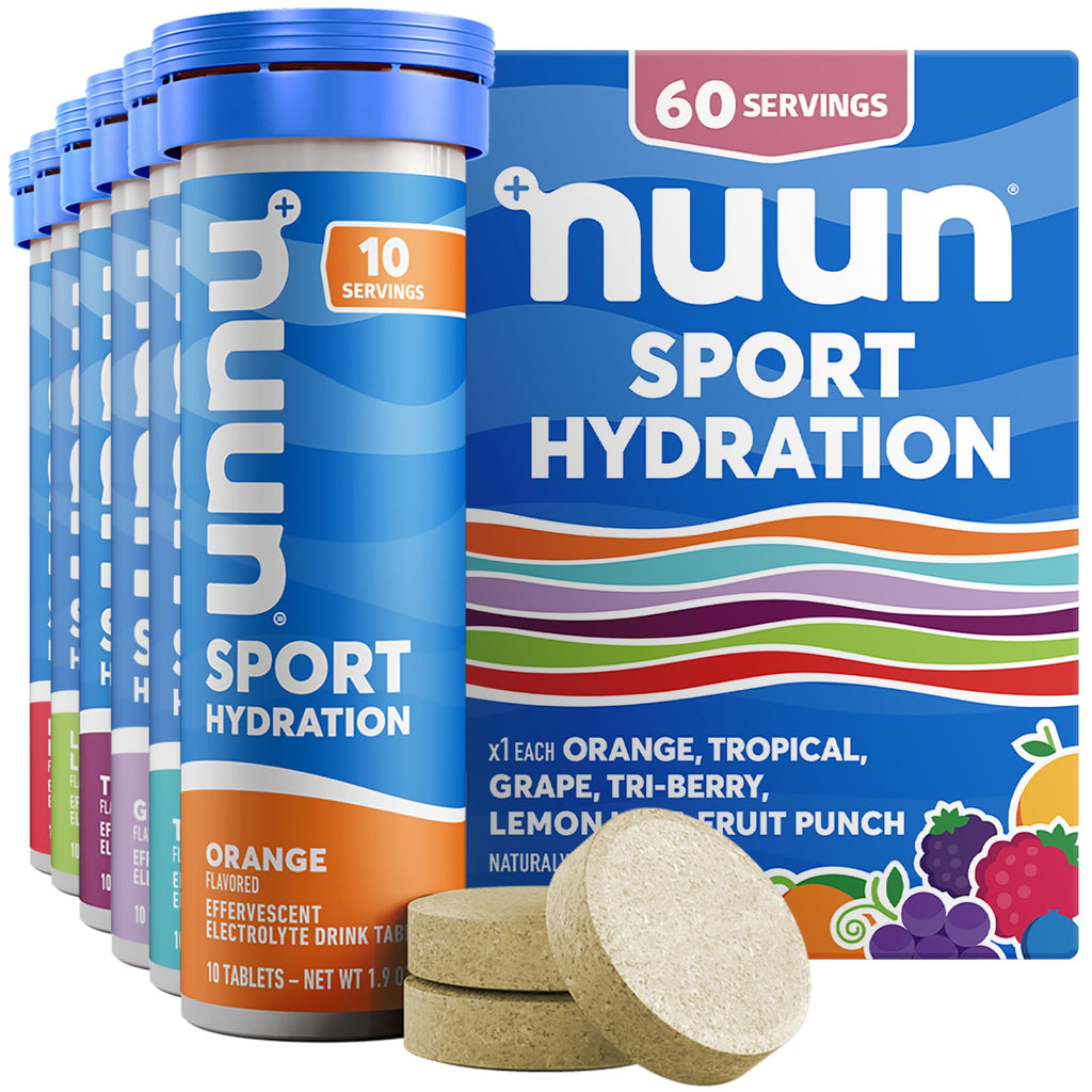 Nuun Sport Electrolyte Tablets with Magnesium, Calcium, Potassium, Chloride & Sodium, Gluten Free & Vegan, Mixed Flavors, 6 Pack (60 Servings Total)