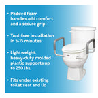Carex 3.5 Inch Raised Toilet Seat with Arms, Elongated Toilet Seat Riser, Up to 250 lbs Capacity, Elevating & Raising Seat for Elderly & Handicap