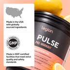 Legion Pulse Pre-Workout Powder, 350mg Caffeine, Fruit Punch