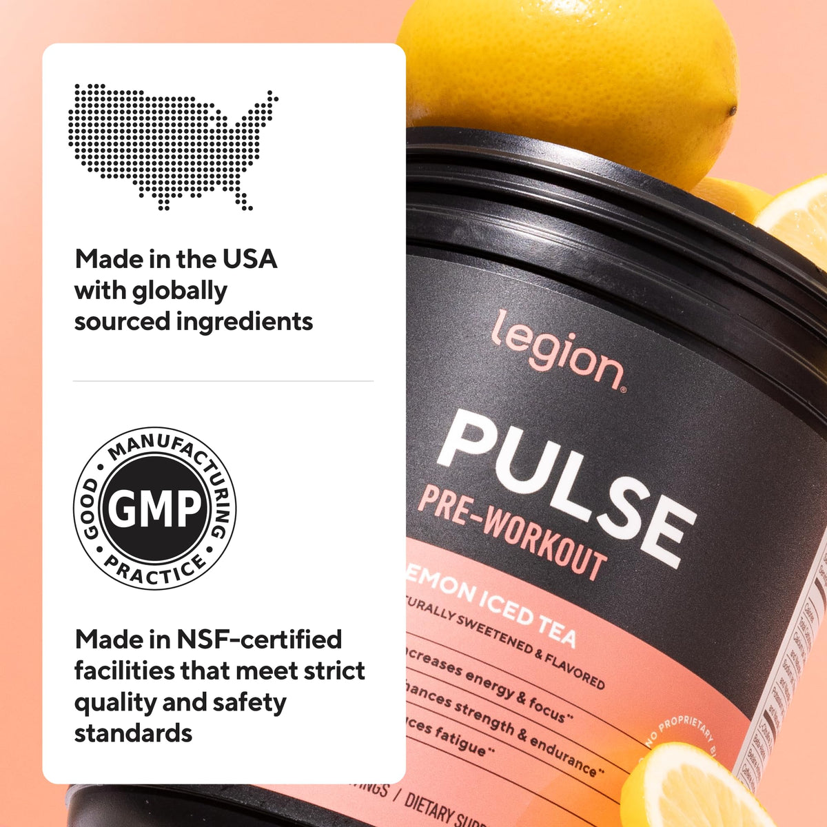 Legion Pulse Pre-Workout Powder, 350mg Caffeine, Fruit Punch