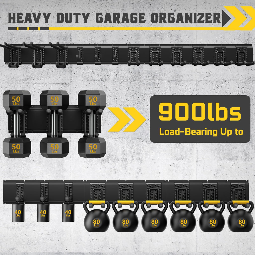 64" Garage Wall Tool Organizer, 900 Lbs Heavy Duty Steel Garden Tool Storage Rack & Garage Organization for Yard, Shed, Garage - 12 Longer & Thicker