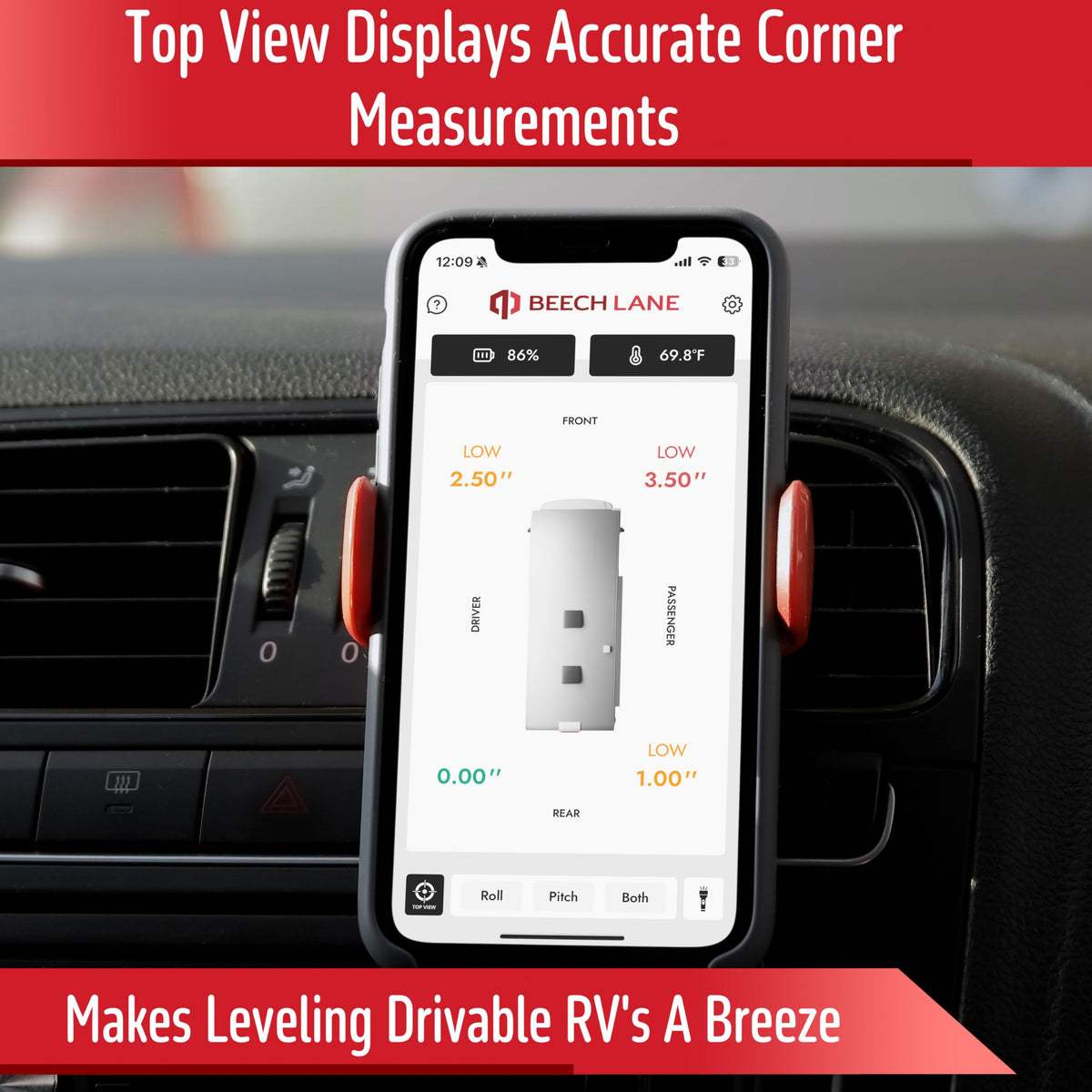 Beech Lane Wireless RV Leveling System, Made in the USA, User-Friendly Phone App With Real-Time Precise Leveling Measurements, Advanced Wireless