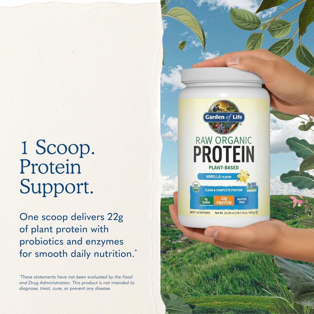 Garden of Life Raw Organic Protein Powder, Vegan, Vanilla, 20 Servings