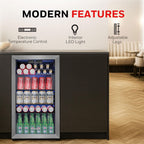 Honeywell Beverage Refrigerator and Cooler, 116 Can Mini Fridge with Glass Door for Soda Beer or Wine for Office or Bar with Adjustable Removable
