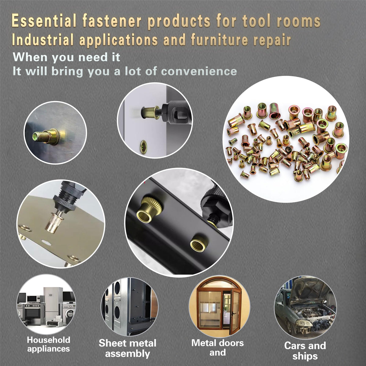 ASE Pressure Rivet Nut Tool Kit, 770pcs Imperial Rivet Nut