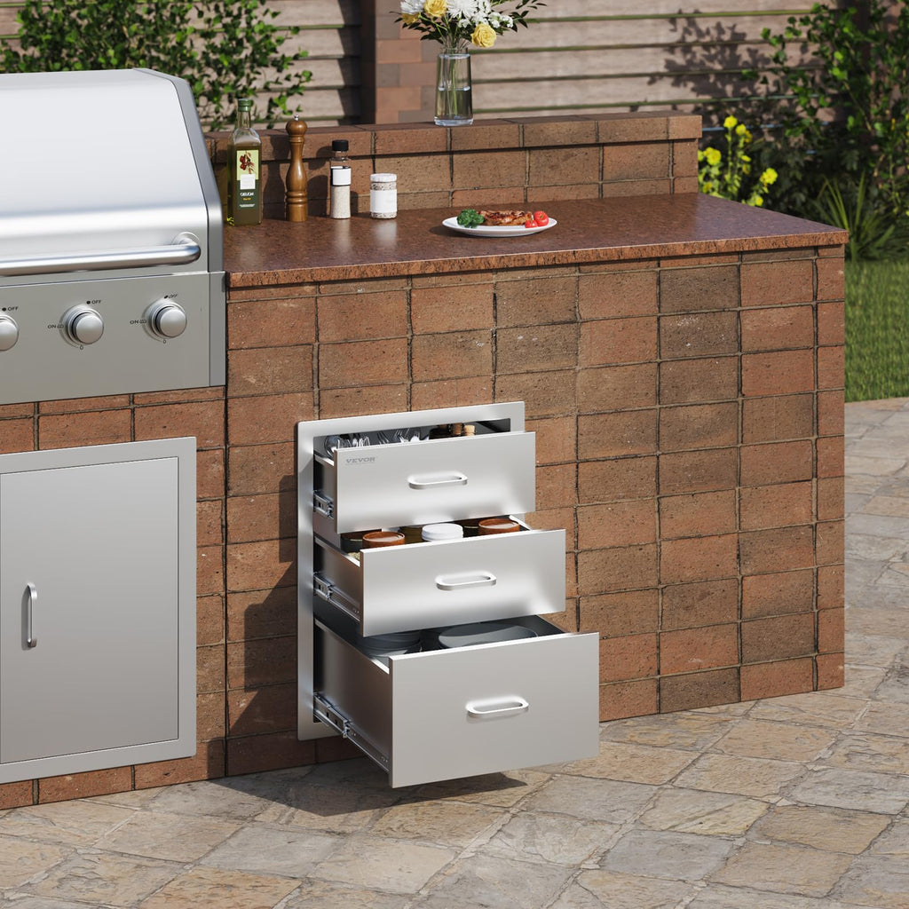 VEVOR Outdoor Kitchen Drawers 18"W x 23"H x 23"D Stainless Steel