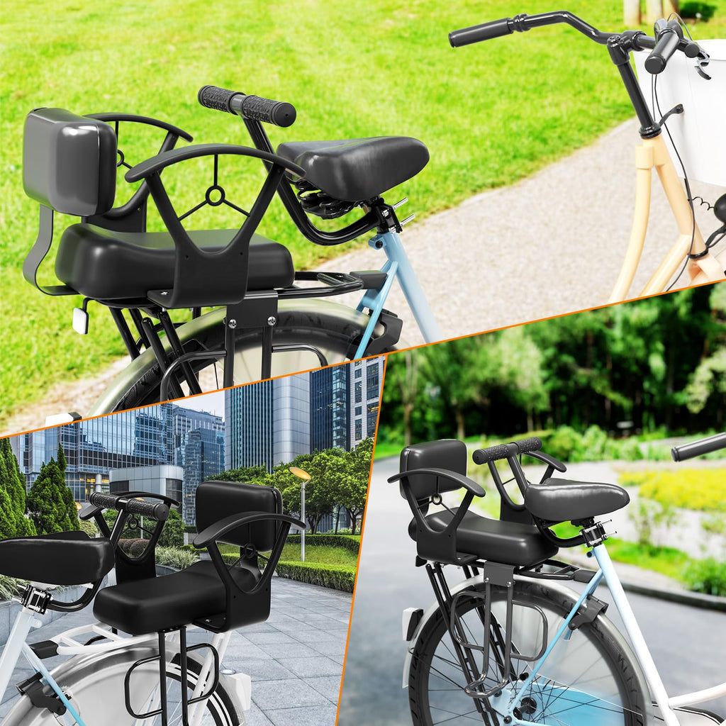 Rear Child Bike Seat,Rear Mounted Child Bike Seats,Back Mount Child Seat with Back Rest Armrest Foot Pedals,Width Adjustable Bicycle Rear Seat,Fits