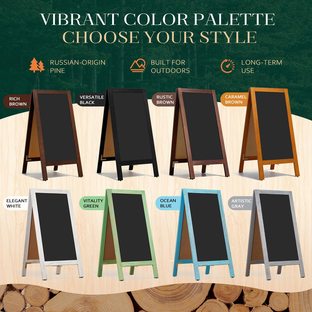 4 THOUGHT A-Frame Double-Sided Magnetic Chalkboard 40"x20", Black