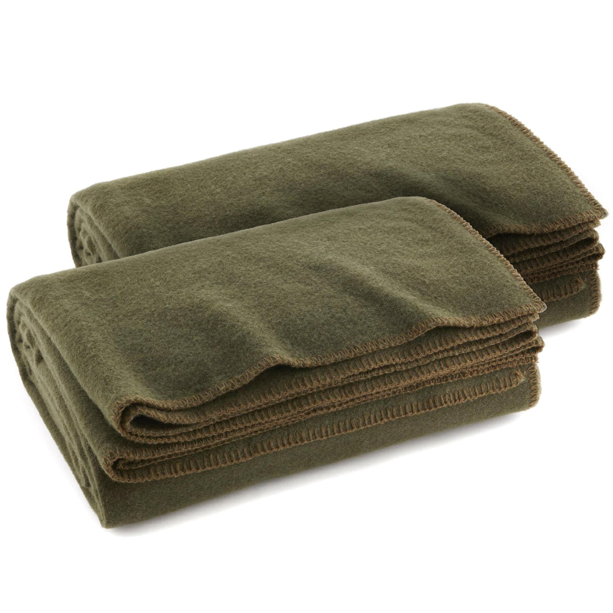Ever Ready First Aid Olive Drab Green Warm Fire Retardant Blanket, 66" x 90" (80% Wool) – US Military Style, Heavy-Duty Survival & Emergency Blanket