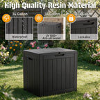 34 Gal Outdoor Storage Box Waterproof Lockable,Deck Box,Black