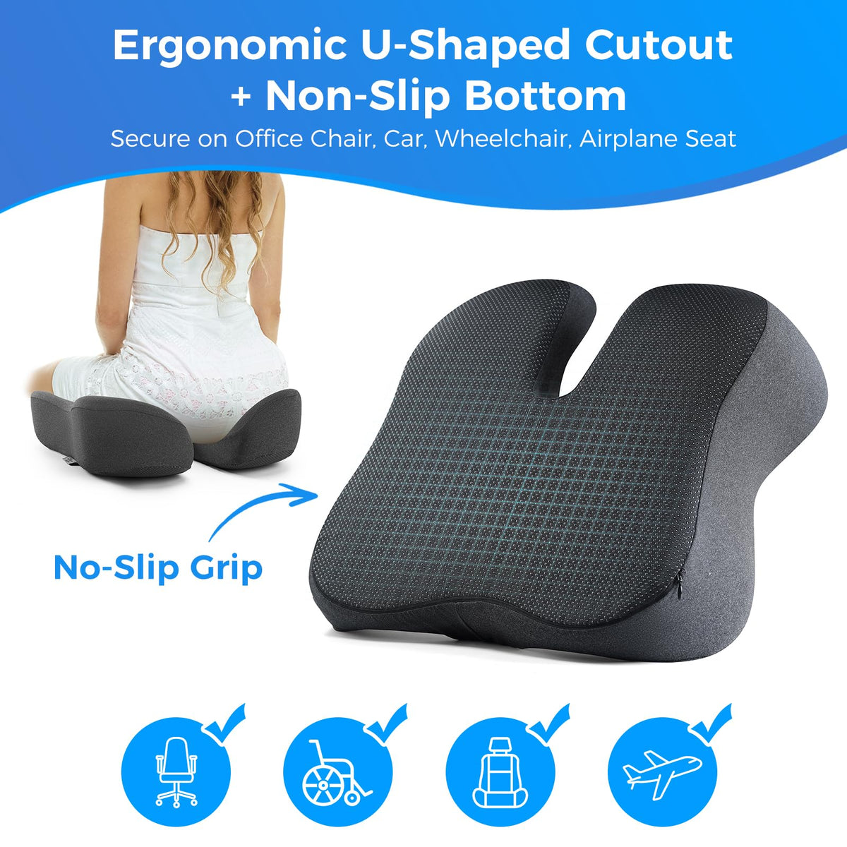 Seat Cushion for Tailbone & Sciatica Pain Relief