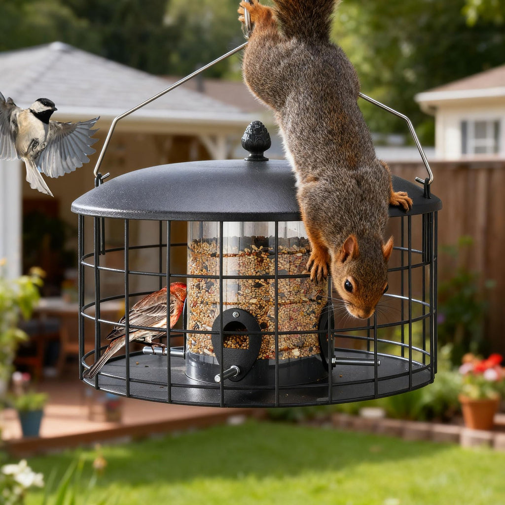 Veehoo Squirrel Proof Bird Feeders for Outdoors Hanging, Extra Wide 11.8"