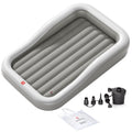 QPAU Inflatable Toddler Travel Bed with 3-Sided, Extra Large, Gray
