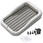 QPAU Inflatable Toddler Travel Bed with 3-Sided, Extra Large, Gray