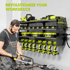 Large Power Tool Organizer Wall Mount with Charging Station,4 Layer Heavy Duty Metal Tool Storage Rack Loads 600lbs with 8 Cordless Drill Holder