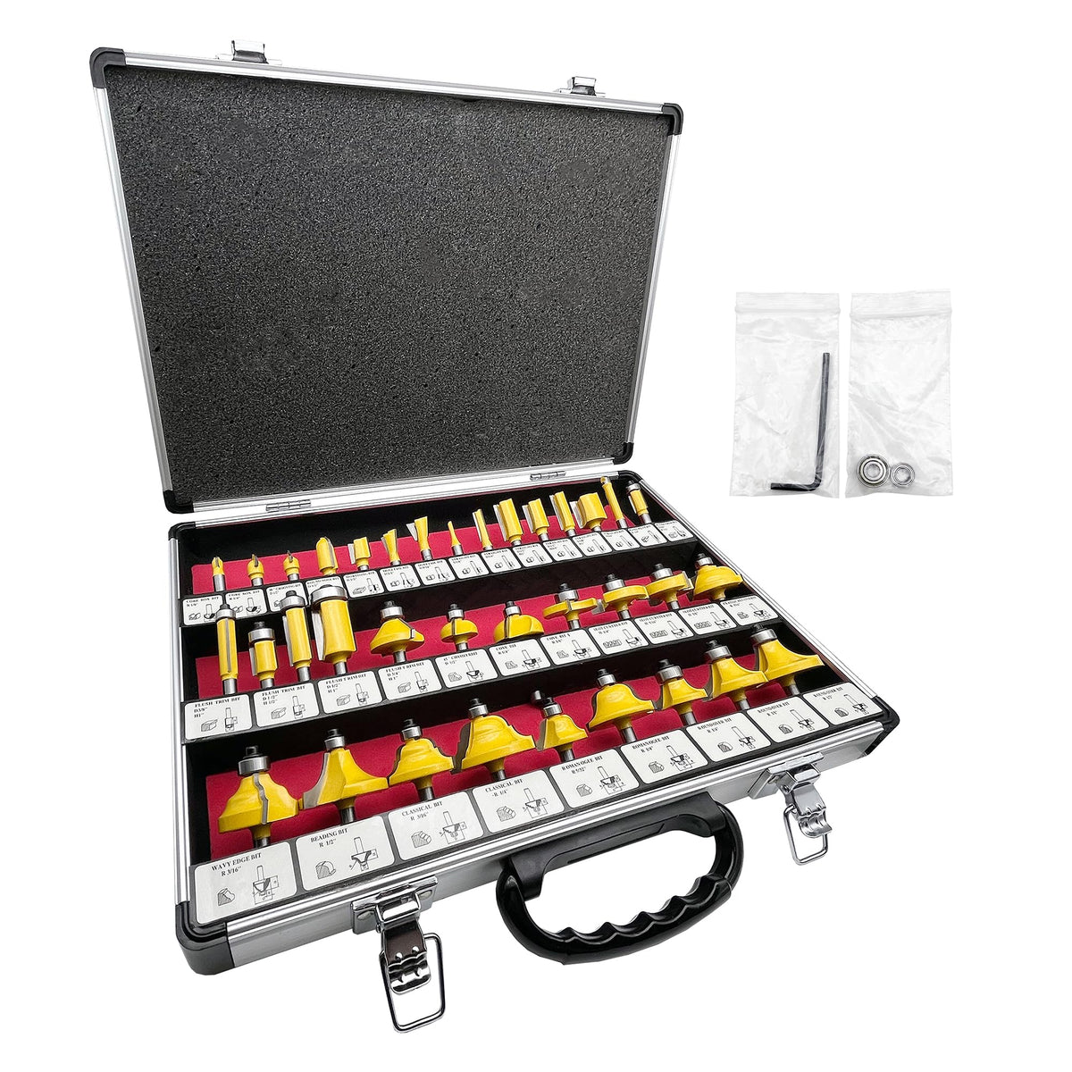 LU&MN Carbide Tipped Router Bit Set, 1/4" Shank, 35 PCS