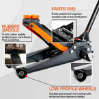 3-Ton (6600lbs) Low Profile Hydraulic Heavy-Duty Steel Floor Jack with Dual Pistons Quick Lift Pump, Home and Workshop Car Maintenance for Various