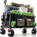 Collapsible Heavy Duty Beach Wagons carts Foldable with Big Wheels, 400L