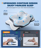 5X Pain Relief Cervical Neck Pillow for Neck Support, Ergonomic Cooling Side Sleeper Pillow for Sleeping, Odorless Contour Memory Foam Pillows