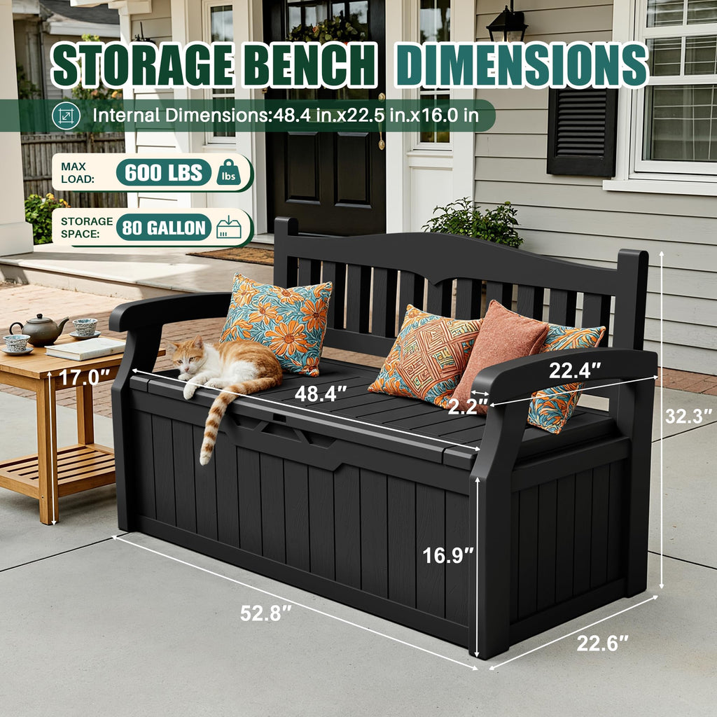 Devoko 80 Gallon Storage Bench Deck Box Waterproof&Lockable