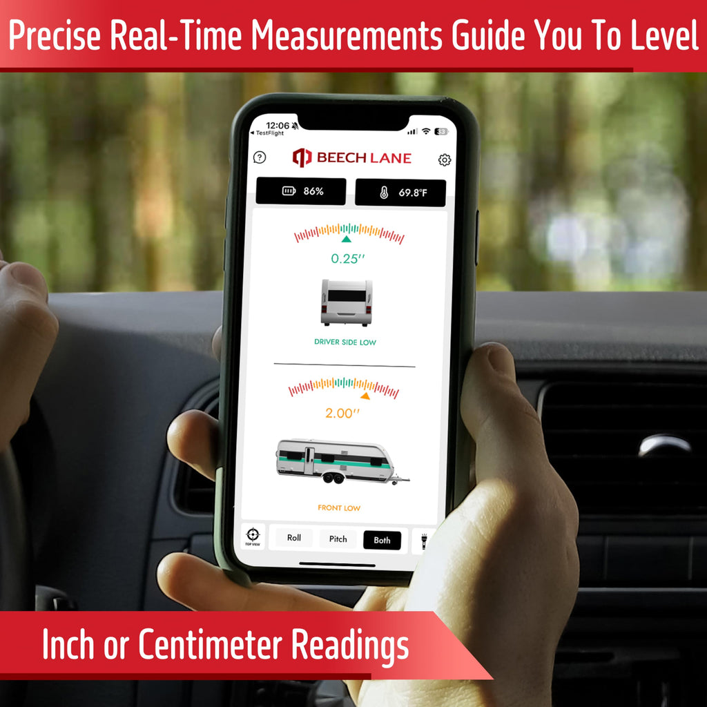 Beech Lane Wireless RV Leveling System, Made in the USA, User-Friendly Phone App With Real-Time Precise Leveling Measurements, Advanced Wireless