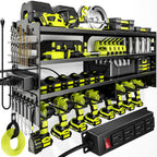 Large Power Tool Organizer Wall Mount with Charging Station,4 Layer Heavy Duty Metal Tool Storage Rack Loads 600lbs with 8 Cordless Drill Holder