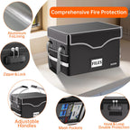 DocSafe 5200°F Fireproof Document Box with Lock,Heat Insulated File Organizer Storage with Pockets,Collapsible Portable Home Office File Safe Box