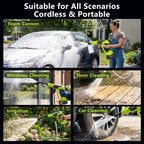 Cordless Pressure Washer, 1450 PSI Portable Handheld Power Washer with 6-in-1 Nozzle, 2 x 4.0Ah Batteries & Charger, for